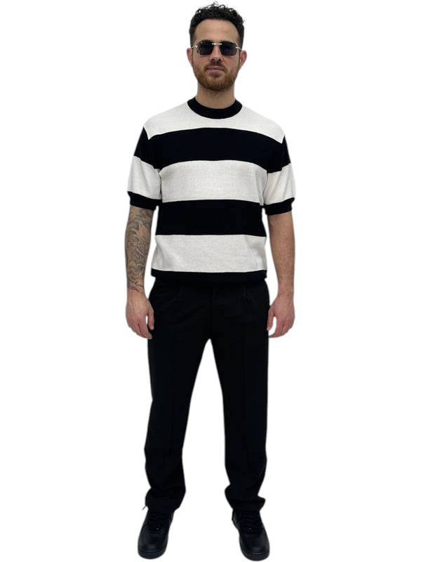 T-shirt in filo collo a costina